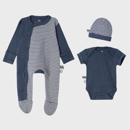 organicera organic 3 pcs newborn set ındigo