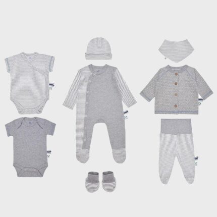 organicera organic 9 pcs newborn set grey