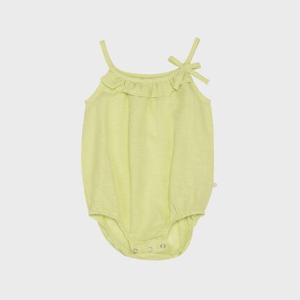 organicera organic baby hemp frilled body suit apple green