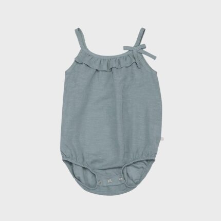 organicera organic baby hemp frilled body suit blue