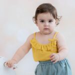 organicera organic baby hemp frilled body suit mustard