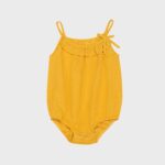 organicera organic baby hemp frilled body suit mustard