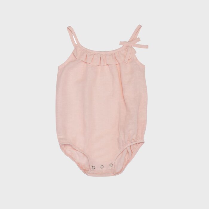 organicera organic baby hemp frilled body suit rose