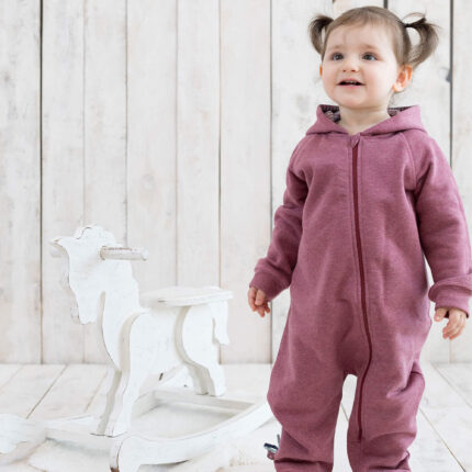 organicera organic baby jumpsuit with zip bordeaux