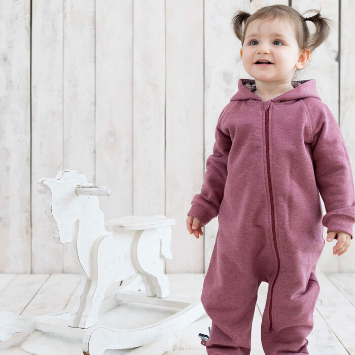 organicera organic baby jumpsuit with zip bordeaux
