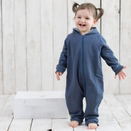 organicera organic baby jumpsuit with zip ındigo