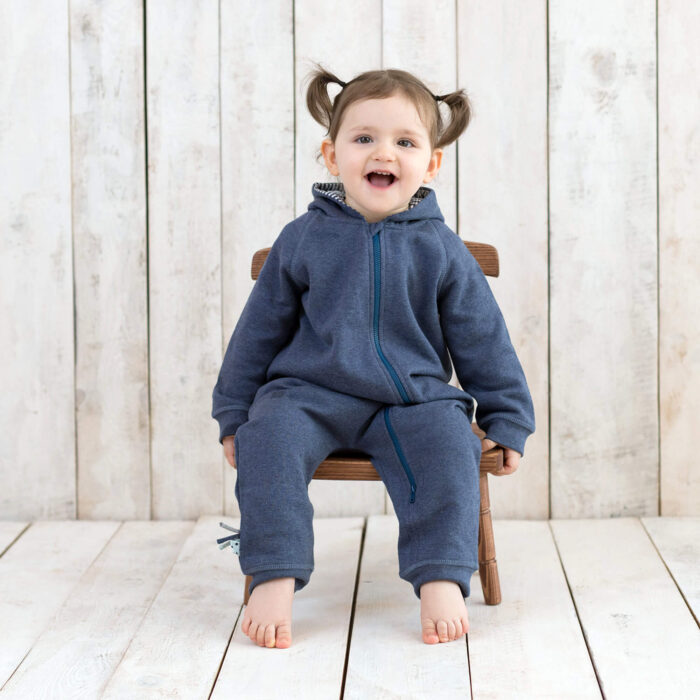organicera organic baby jumpsuit with zip ındigo