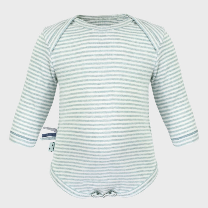organicera organic baby long sleeve body suit aqua striped
