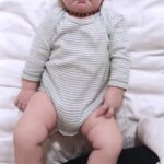 organicera organic baby long sleeve body suit aqua striped