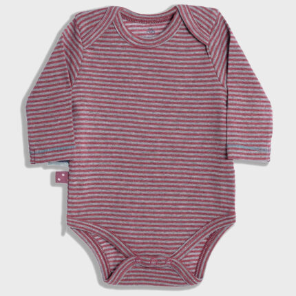 organicera organic baby long sleeve body suit bordeaux striped
