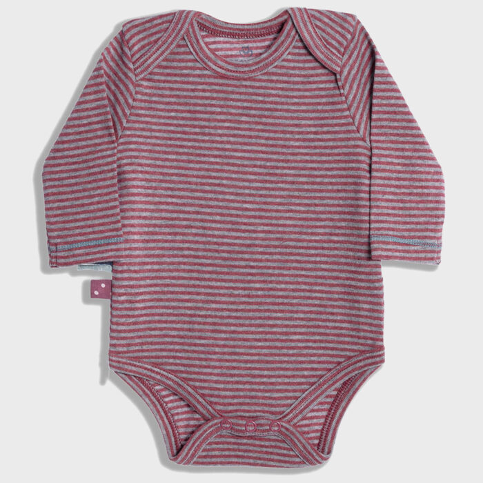 organicera organic baby long sleeve body suit bordeaux striped