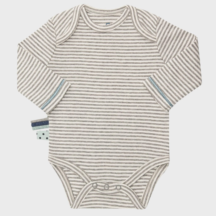 organicera organic baby long sleeve body suit grey striped