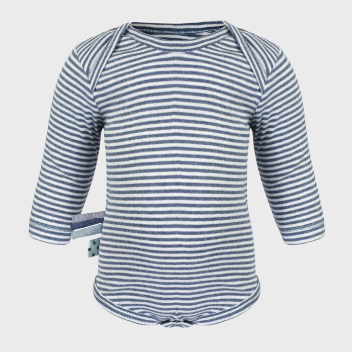 organicera organic baby long sleeve body suit ındigo striped