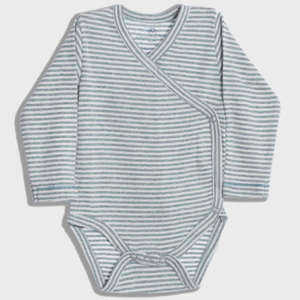 organicera organic baby long sleeve kimono body aqua striped