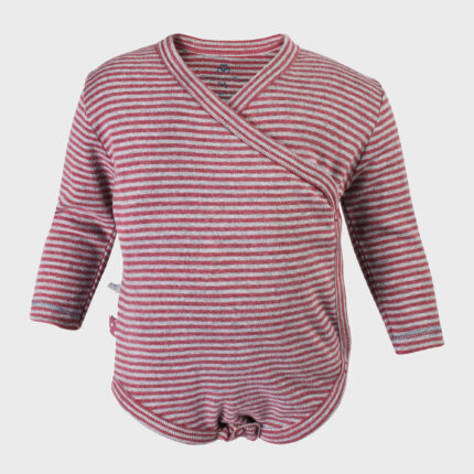 organicera organic baby long sleeve kimono body bordeaux striped