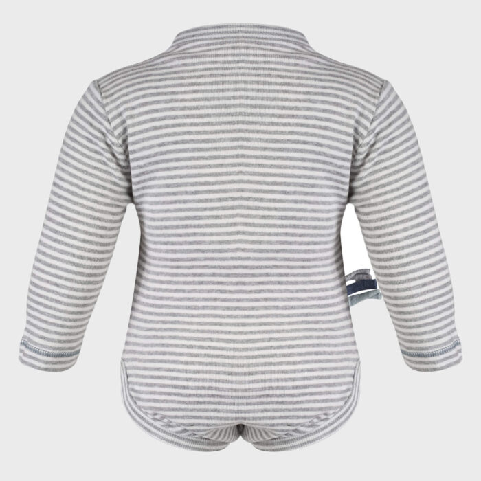 organicera organic baby long sleeve kimono body grey striped