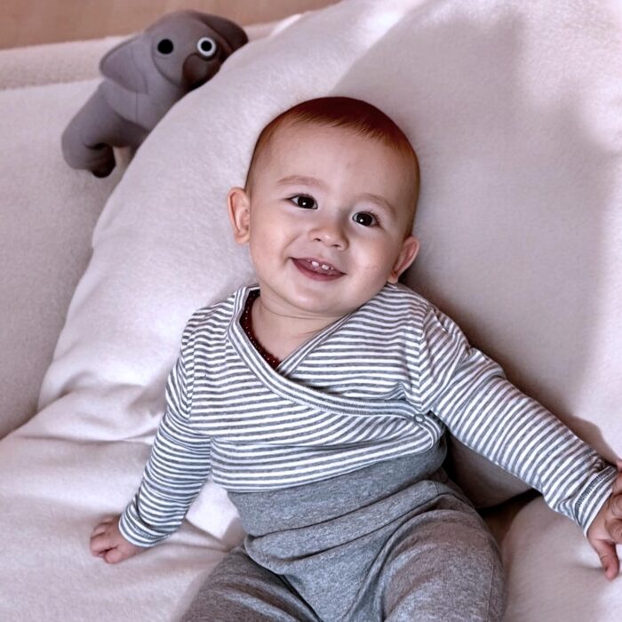 organicera organic baby long sleeve kimono body grey striped