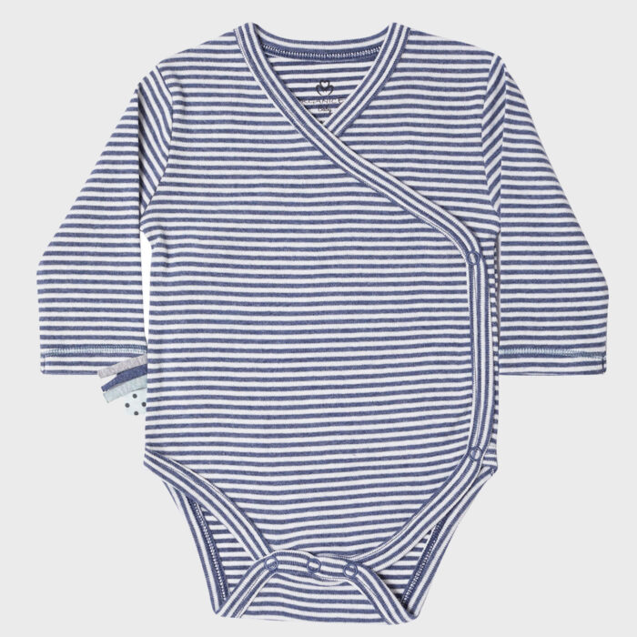organicera organic baby long sleeve kimono body indigo striped