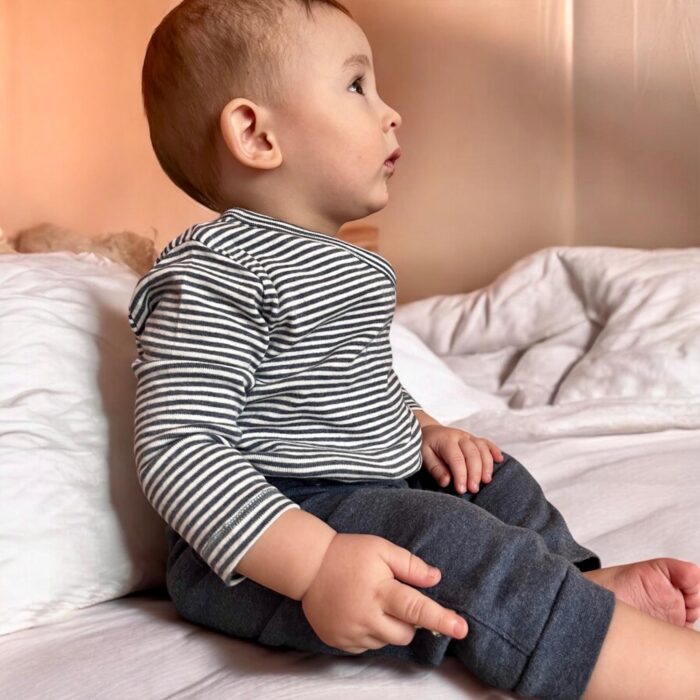 organicera organic baby long sleeve kimono body indigo striped