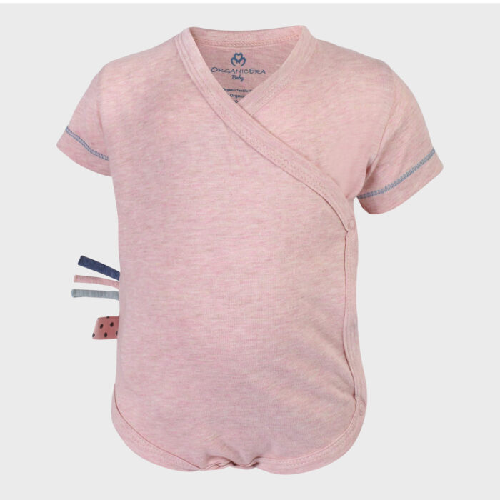 organicera organic baby short sleeve kimono body rose