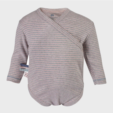 organicera organic baby long sleeve kimono body rose striped