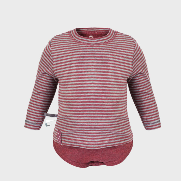 organicera organic baby long sleeve tshirt body bordeaux striped