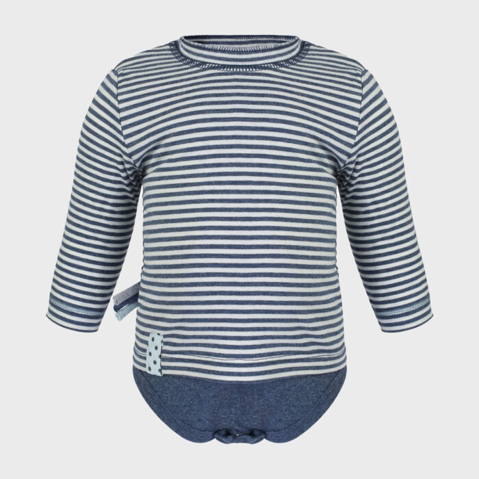 organicera organic baby long sleeve tshirt body indigo striped