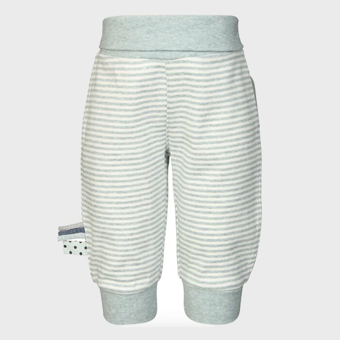 organicera organic baby pants with elastic band aqua striped