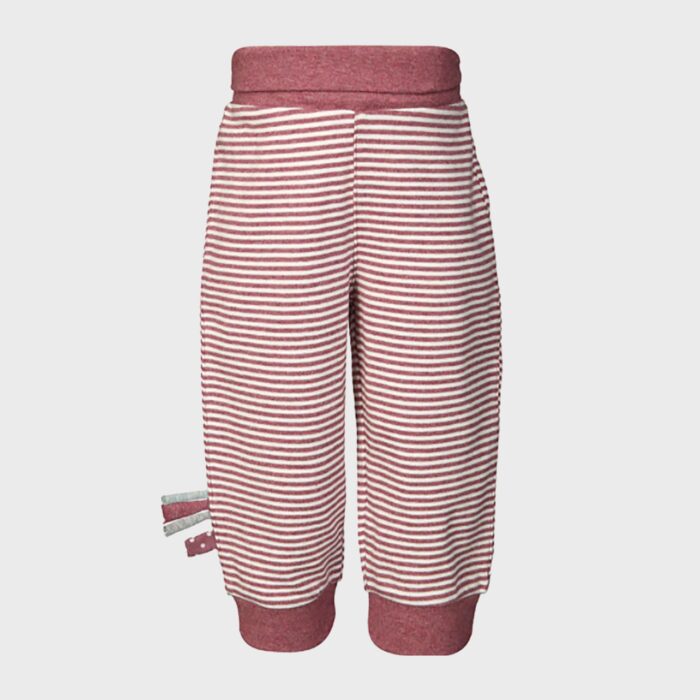 organicera organic baby pants with elastic band bordeaux striped