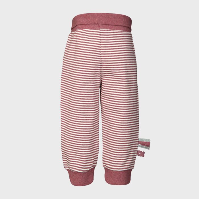 organicera organic baby pants with elastic band bordeaux striped