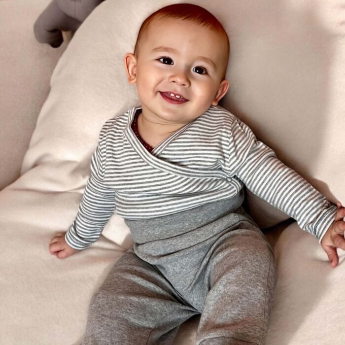 organicera organic baby pants with elastic band grey