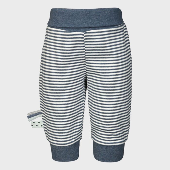 organicera organic baby pants with elastic band indigo striped