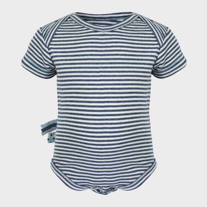 organicera organic baby short sleeve body indigo striped