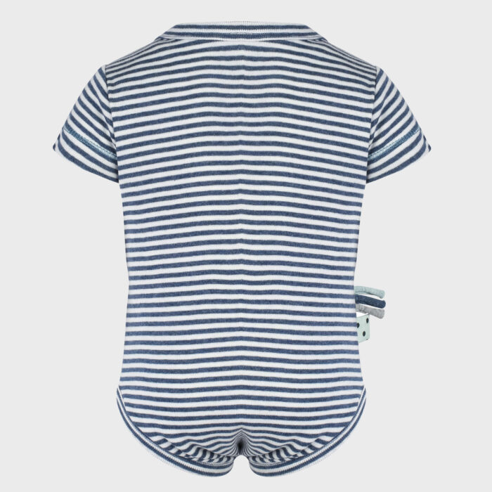 organicera organic baby short sleeve body indigo striped