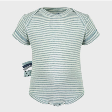 organicera organic baby short sleeve body suit aqua striped