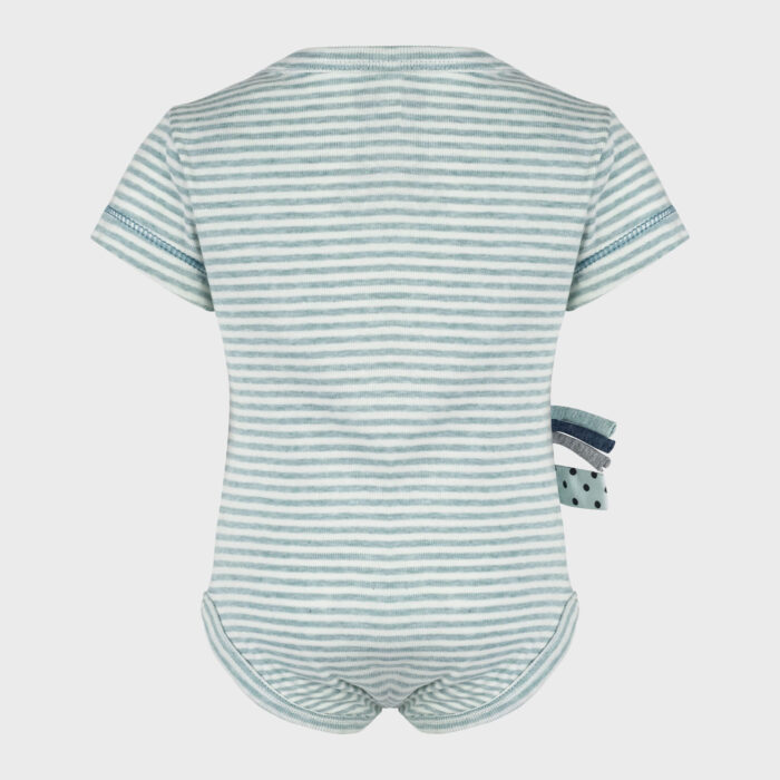 organicera organic baby short sleeve body suit aqua striped