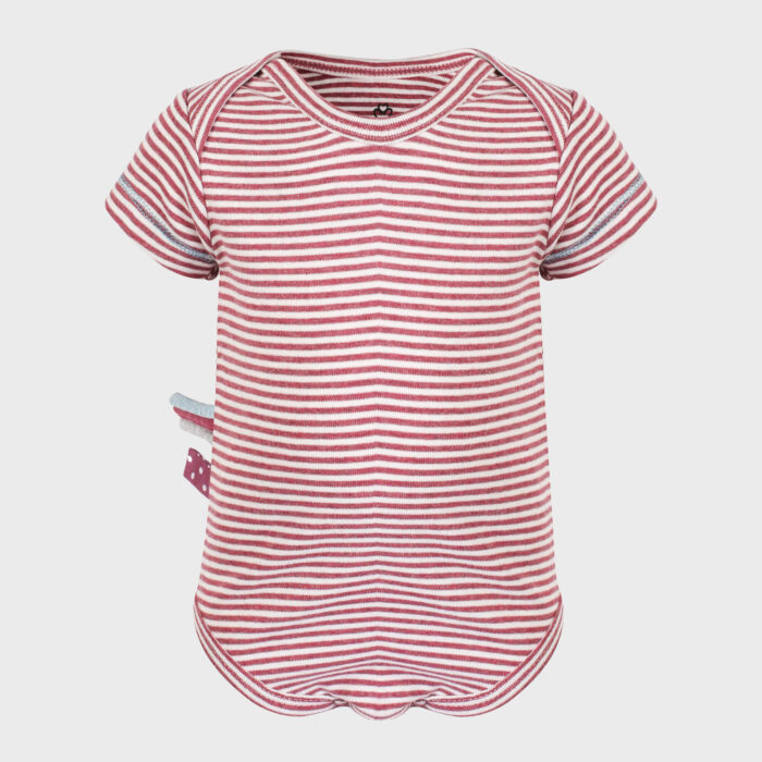 organicera organic baby short sleeve body suit bordeaux striped