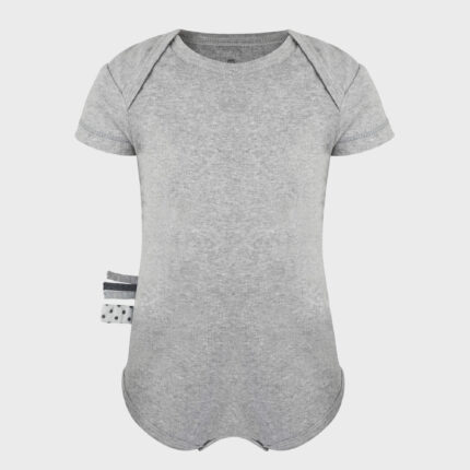 organicera organic baby short sleeve body suit grey