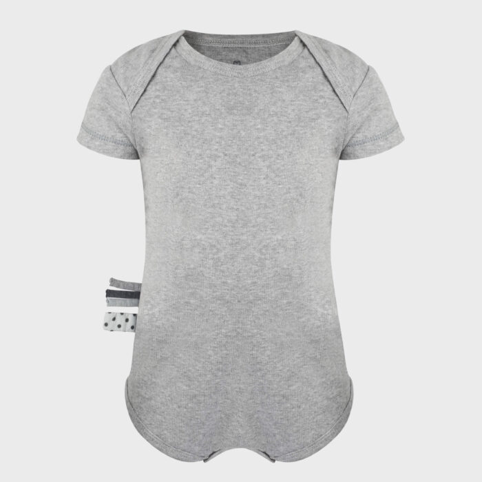 organicera organic baby short sleeve body suit grey