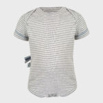 organicera organic baby short sleeve body suit grey striped