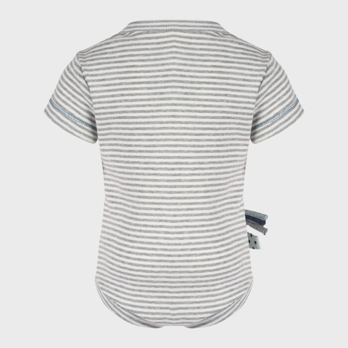 organicera organic baby short sleeve body suit grey striped