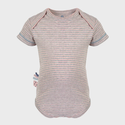 organicera organic baby short sleeve body suit rose striped