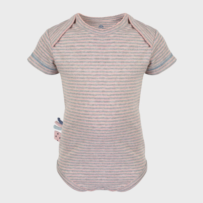 organicera organic baby short sleeve body suit rose striped