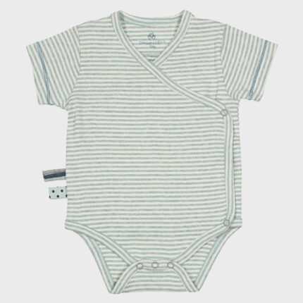 organicera organic baby short sleeve kimono body aqua striped
