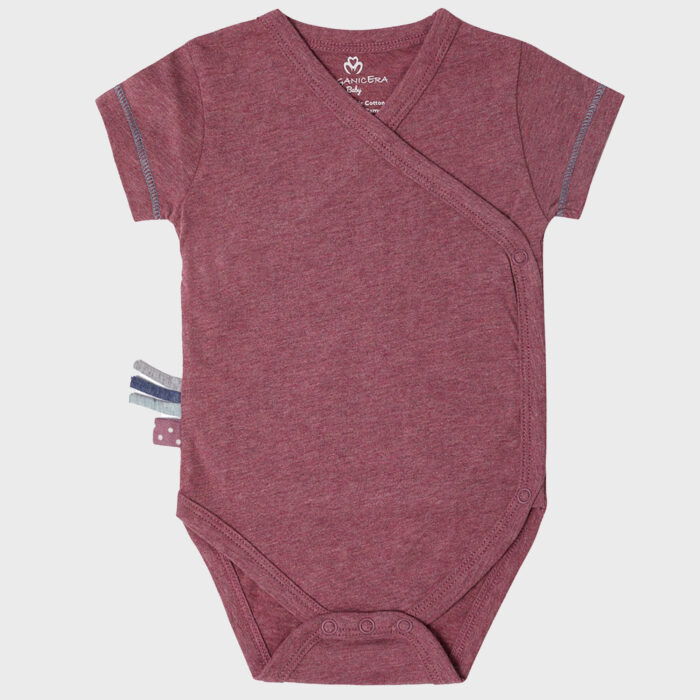 organicera organic baby short sleeve kimono body bordeaux