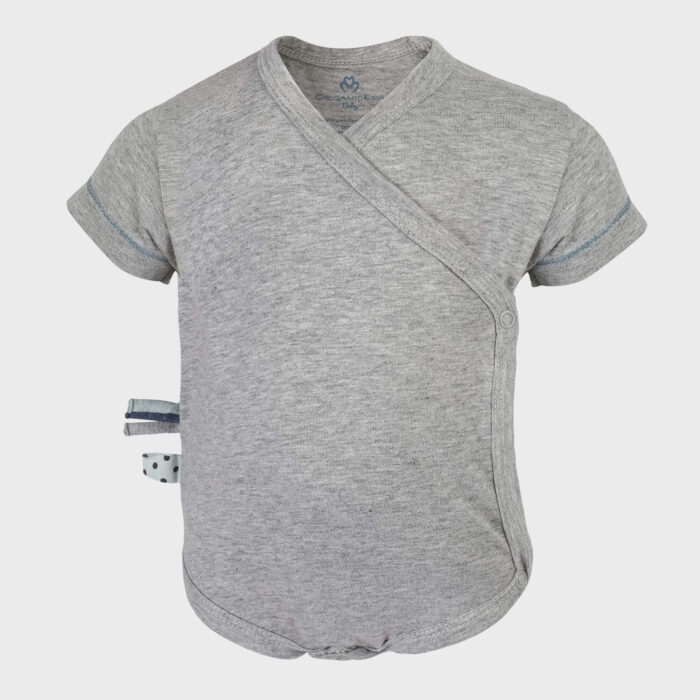 organicera organic baby short sleeve kimono body grey