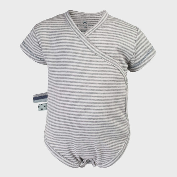 organicera organic baby short sleeve kimono body grey striped