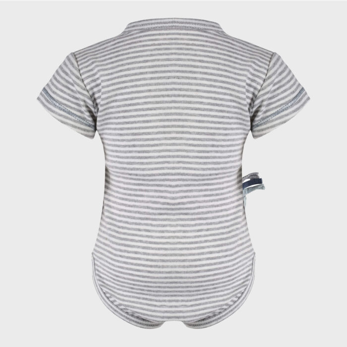 organicera organic baby short sleeve kimono body grey striped