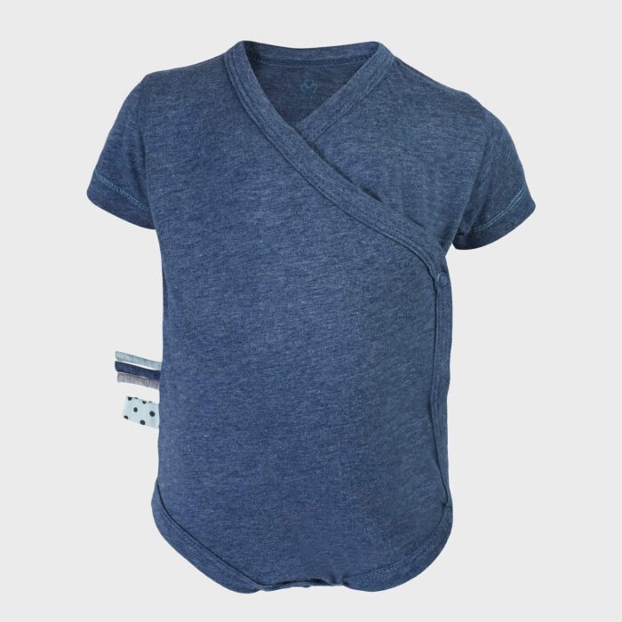 organicera organic baby short sleeve kimono body indigo