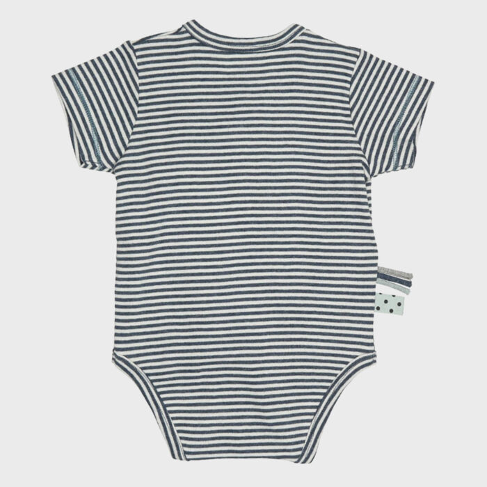 organicera organic baby short sleeve kimono body indigo striped